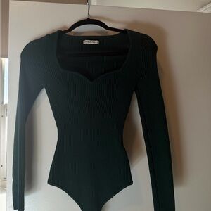 Abercrombie & Fitch Deep Green Ribbed Bodysuit